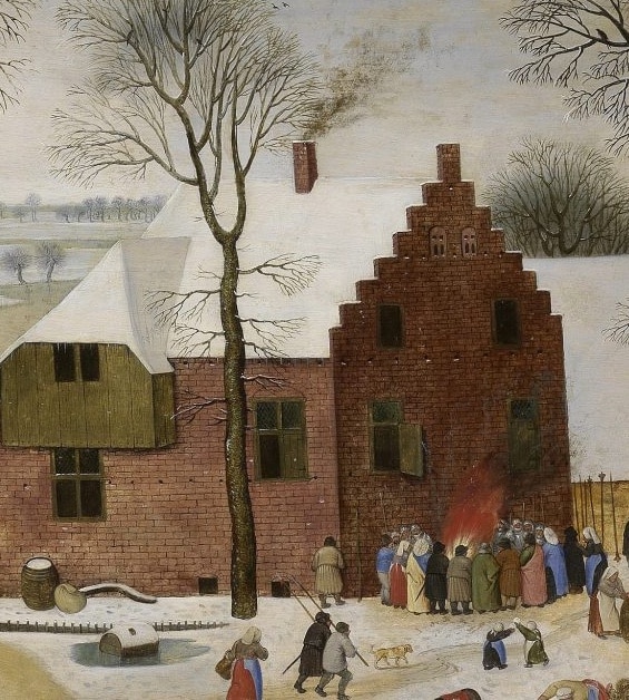 Détail de la peinture de Bruegel 'Le dénombrement de Bethleem'
