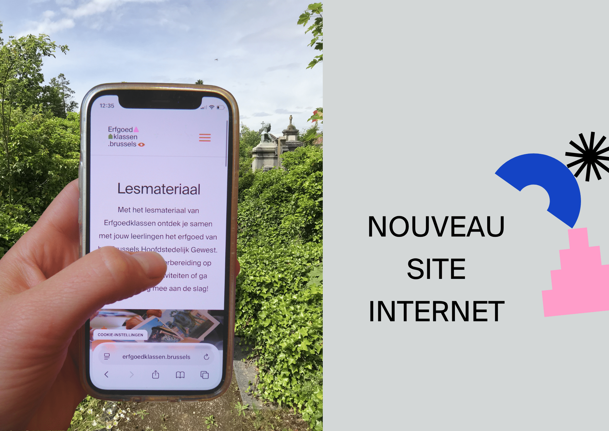 photo de l'écran d'un gsm affichant le site des Classes du Patrimoine